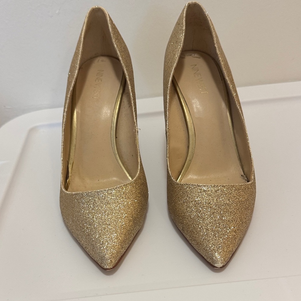 Nine West Glittering Gold Heels